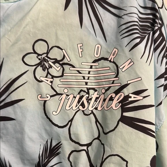 Justice Blue and Black Hooded Raincoat with Elastic Waist - Picture 2 of 10